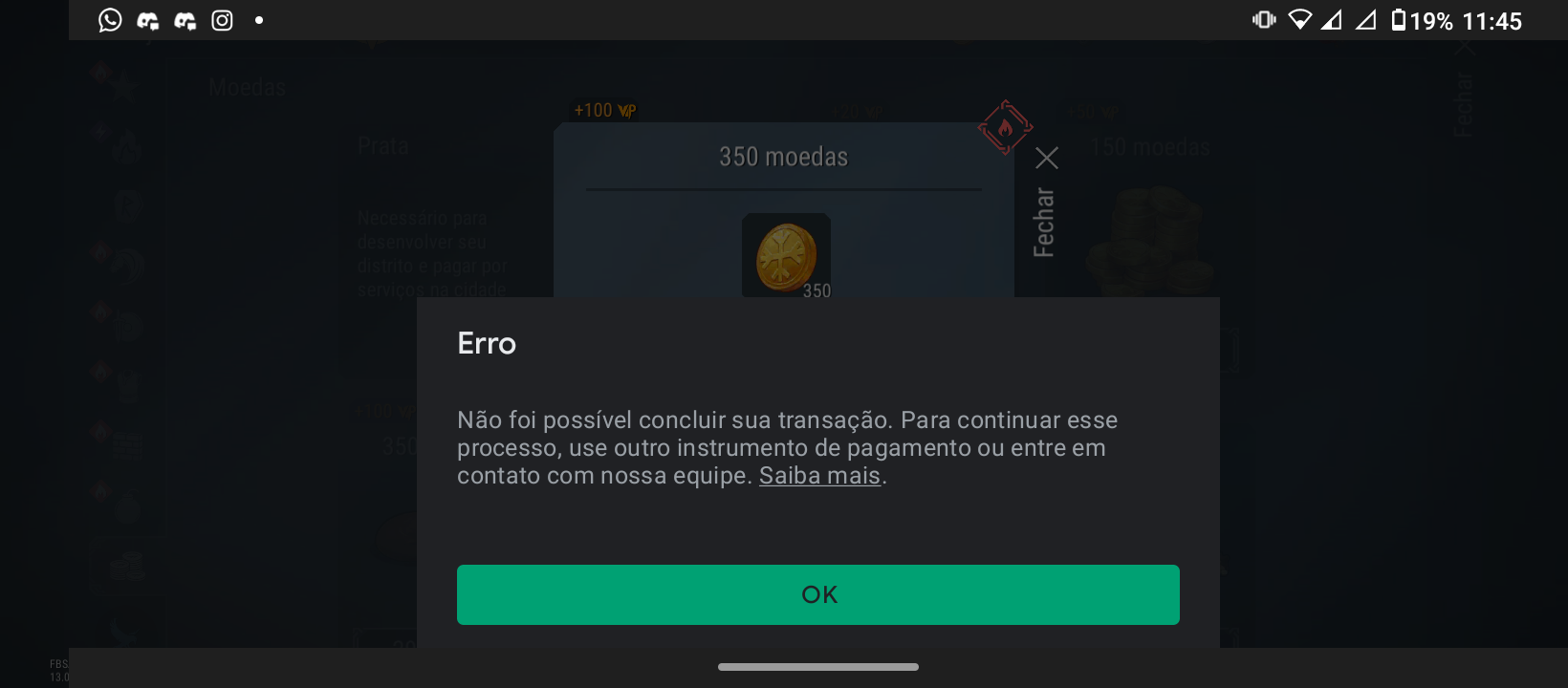 Porque eu não consigo comprar moedas em jogo - Comunidade Google Play