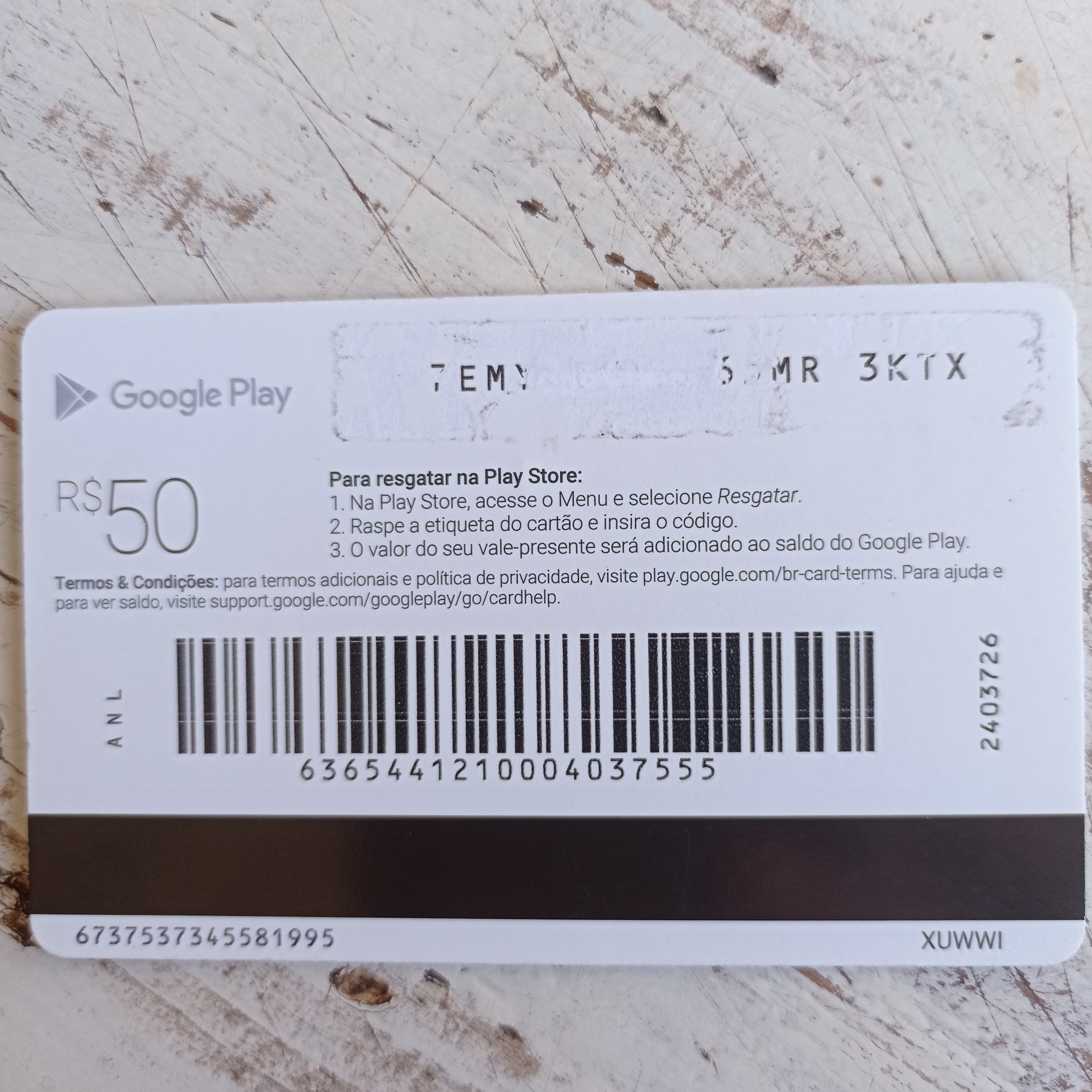 Cartão Google Play Brasil R Reais Playstore Android Card