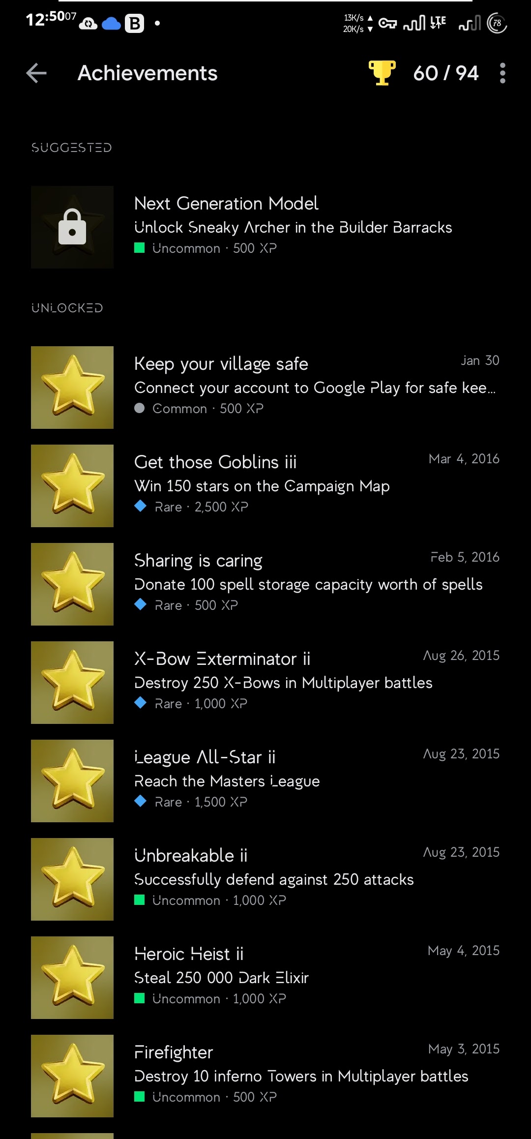 android - Achievements not showing in Google Play Games App