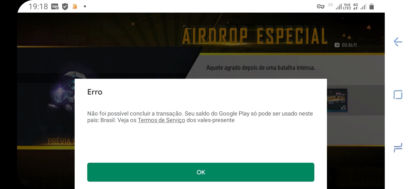 Erro na compra de diamante ff - Comunidade Google Play