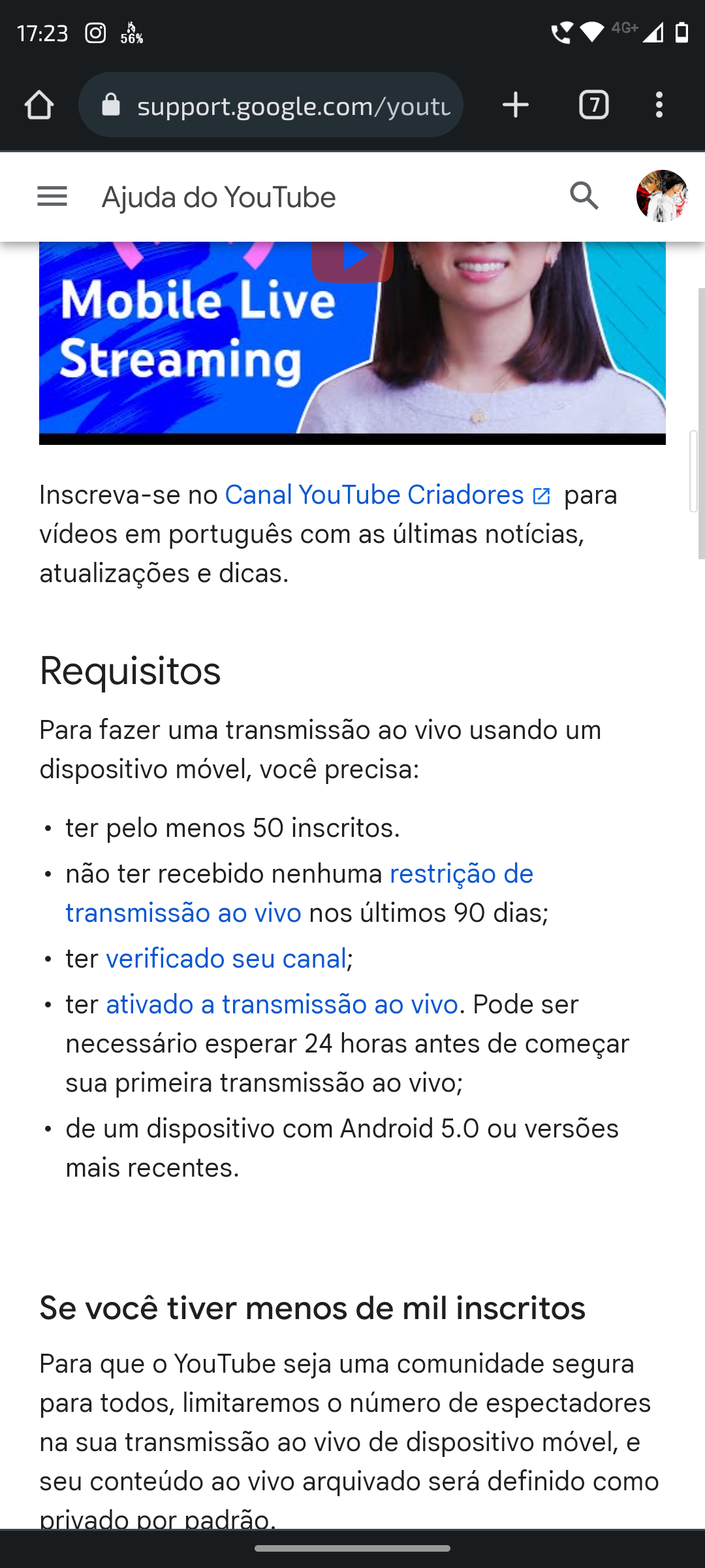 Seu canal não atende aos requisitos de qualificação - Transmissão Ao Vivo  pelo Iphone - Comunidade