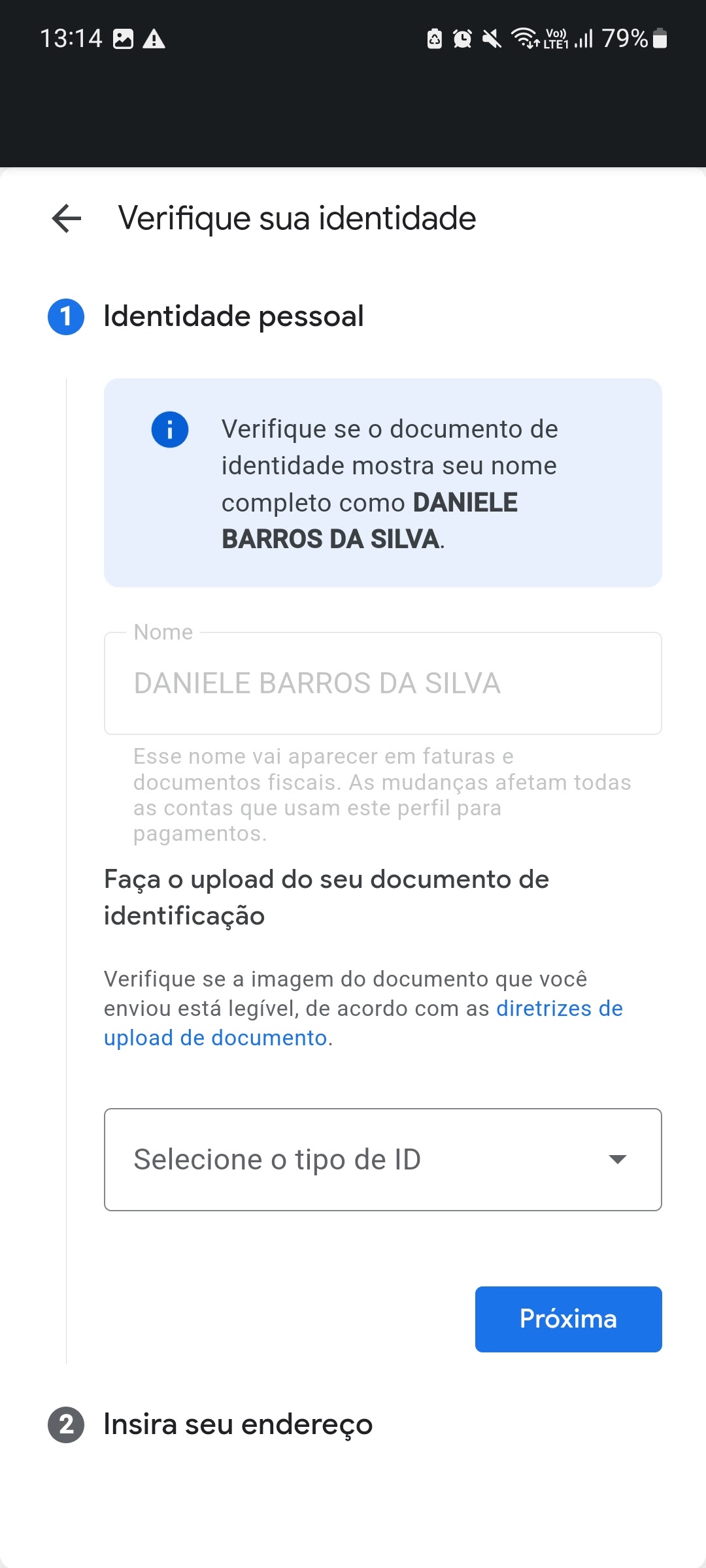 como posso fazer minha validação da conta google para compras no