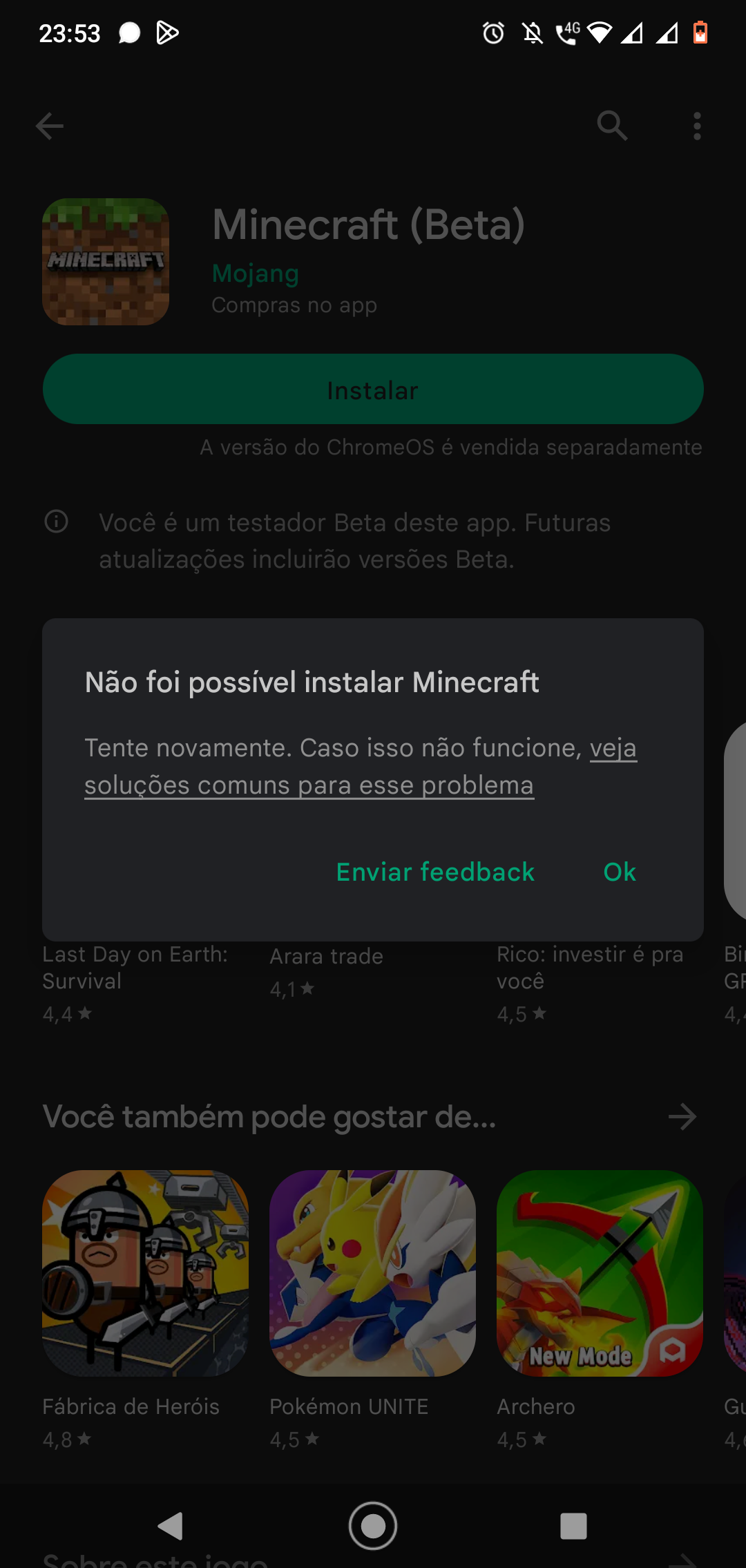 Não consigo baixar minecraft no meu celular - Comunidade Google Play