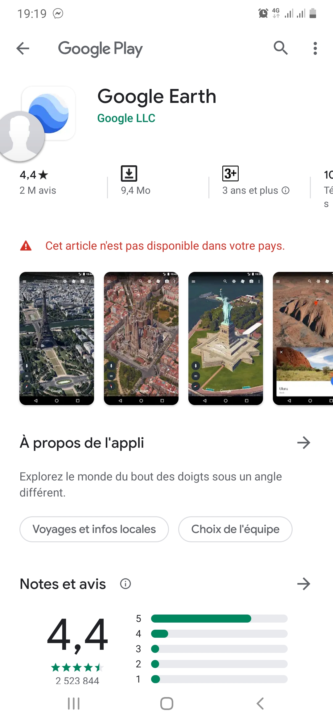 Google Earth : cet article n'est pas disponible dans votre pays. Pourqoui  ? - Communauté Google Play