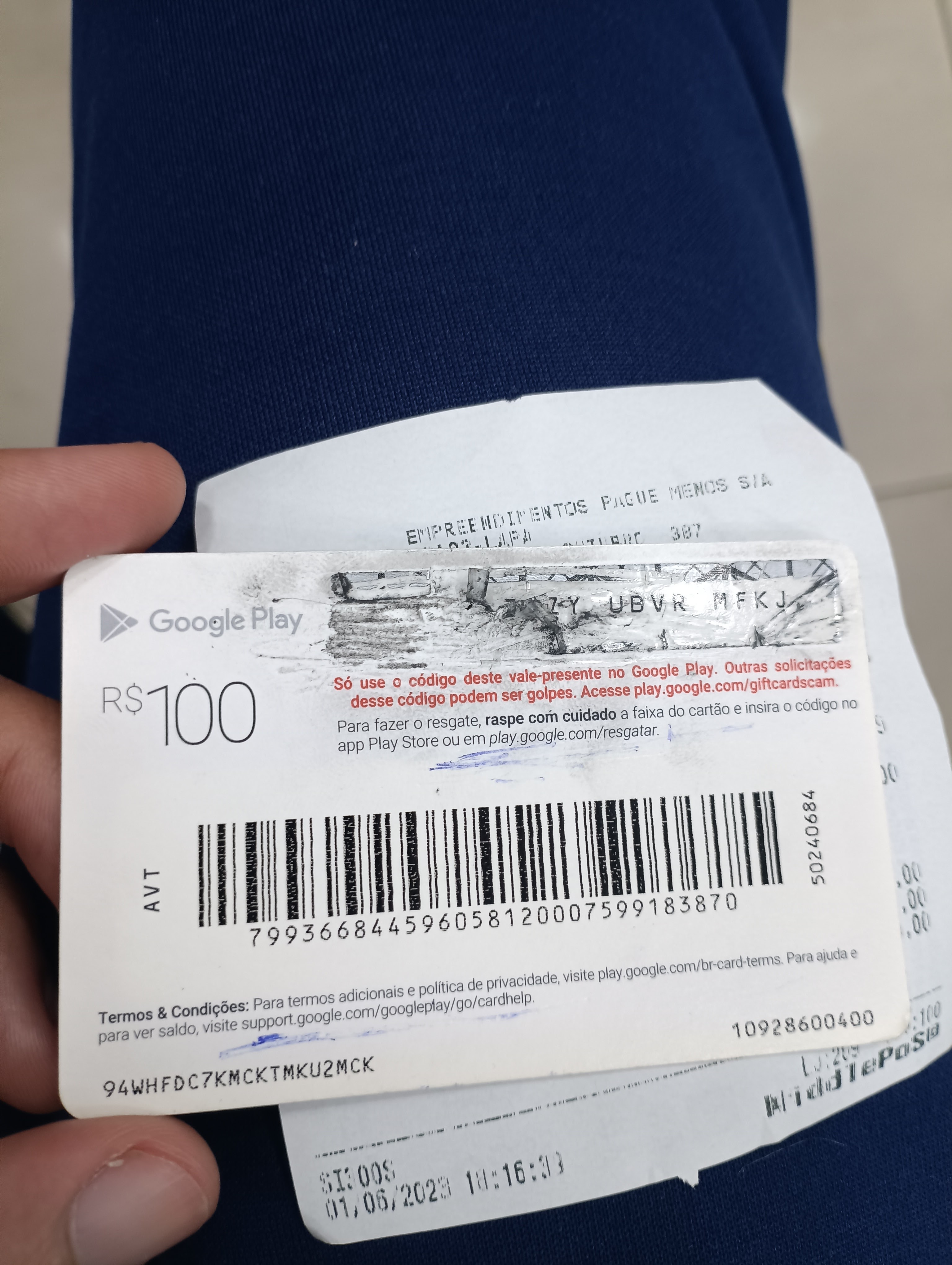 Meu vale presente está com código danificado. Como posso receber ajuda? -  Comunidade Google Play