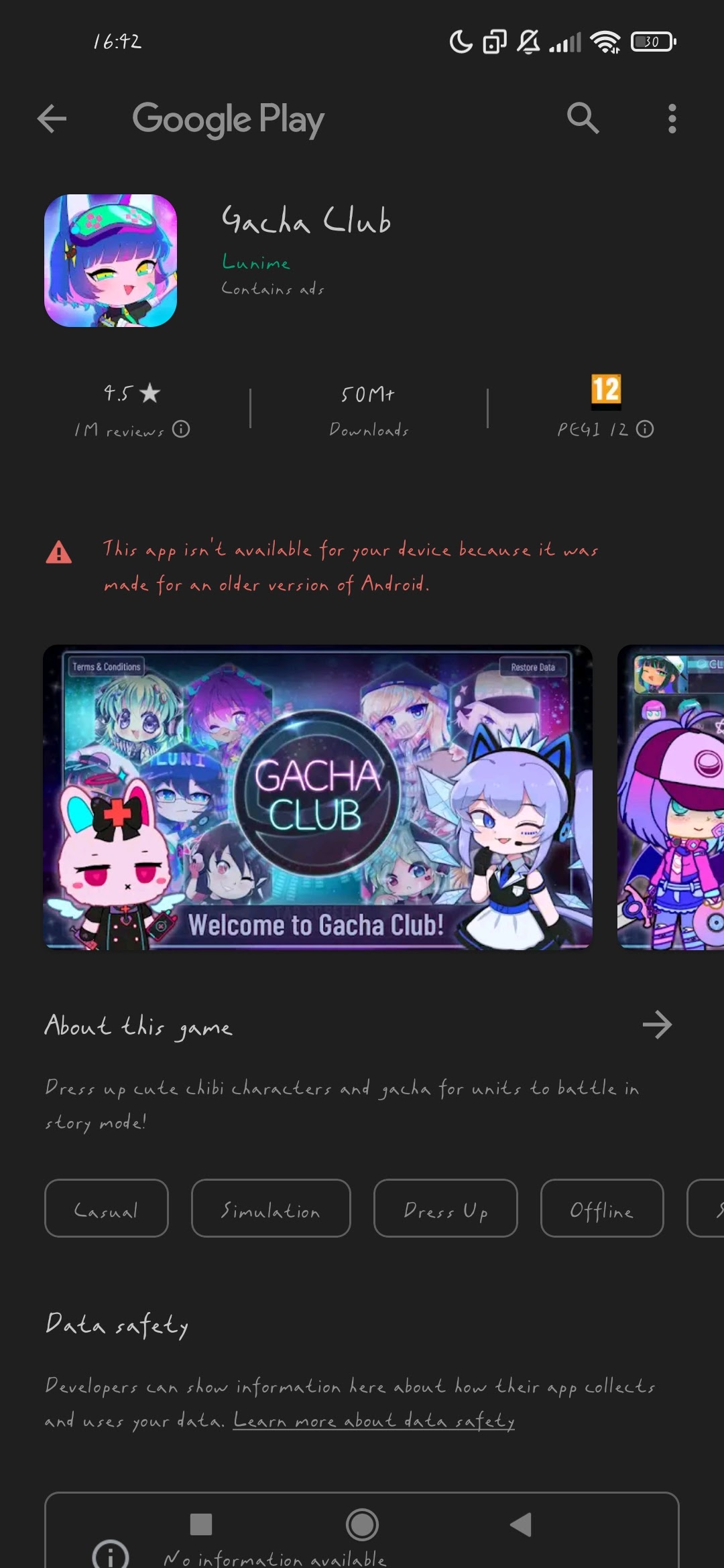 gacha club won't install - Google Play Community