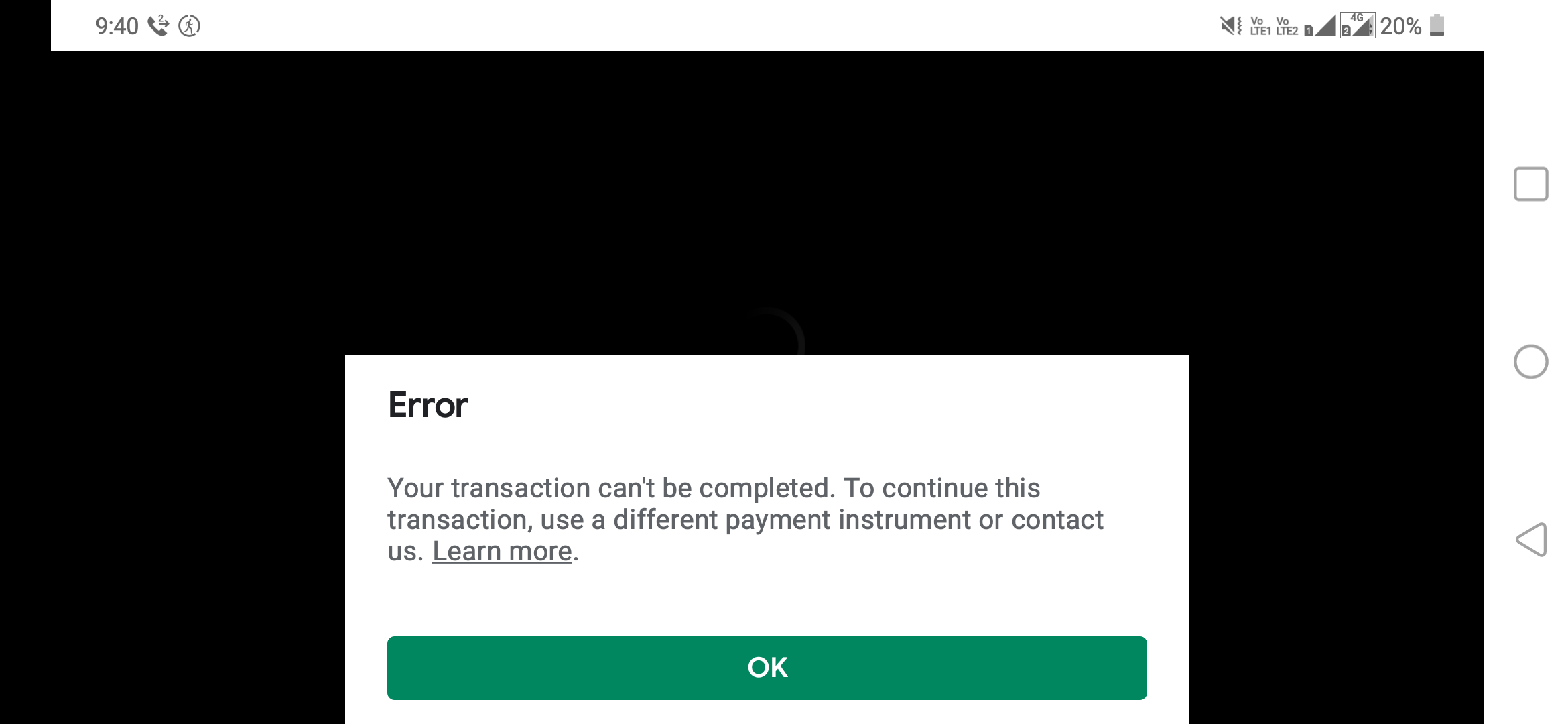 Transaction error - Google Play Community