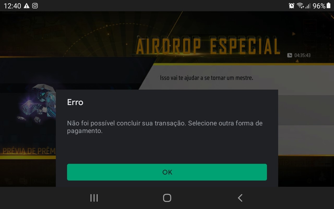 Erro na compra de diamante no FF - Comunidade Google Play