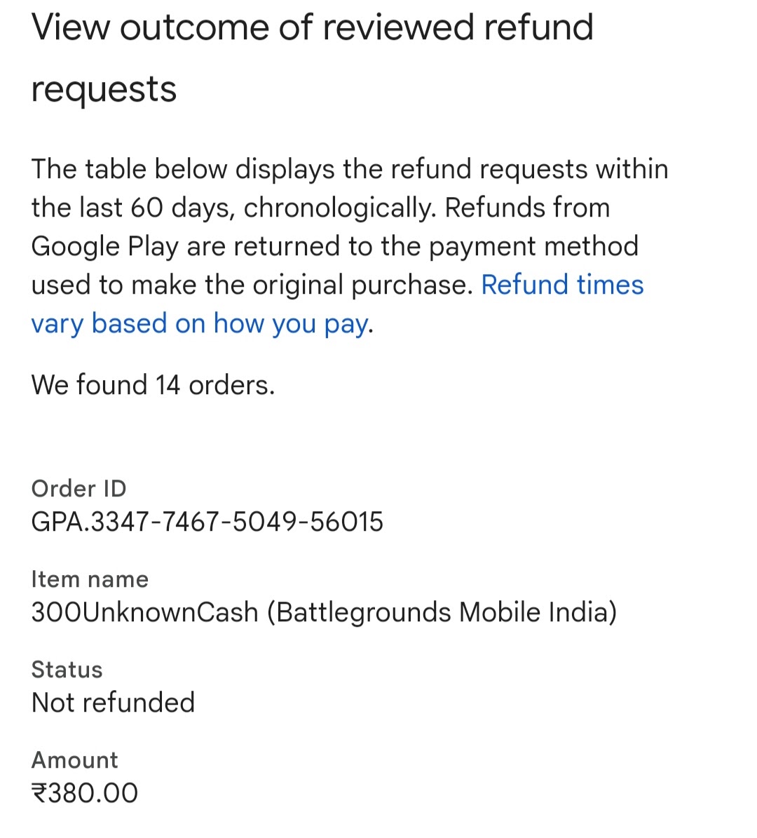 Non-refundable payment - Google Play Community