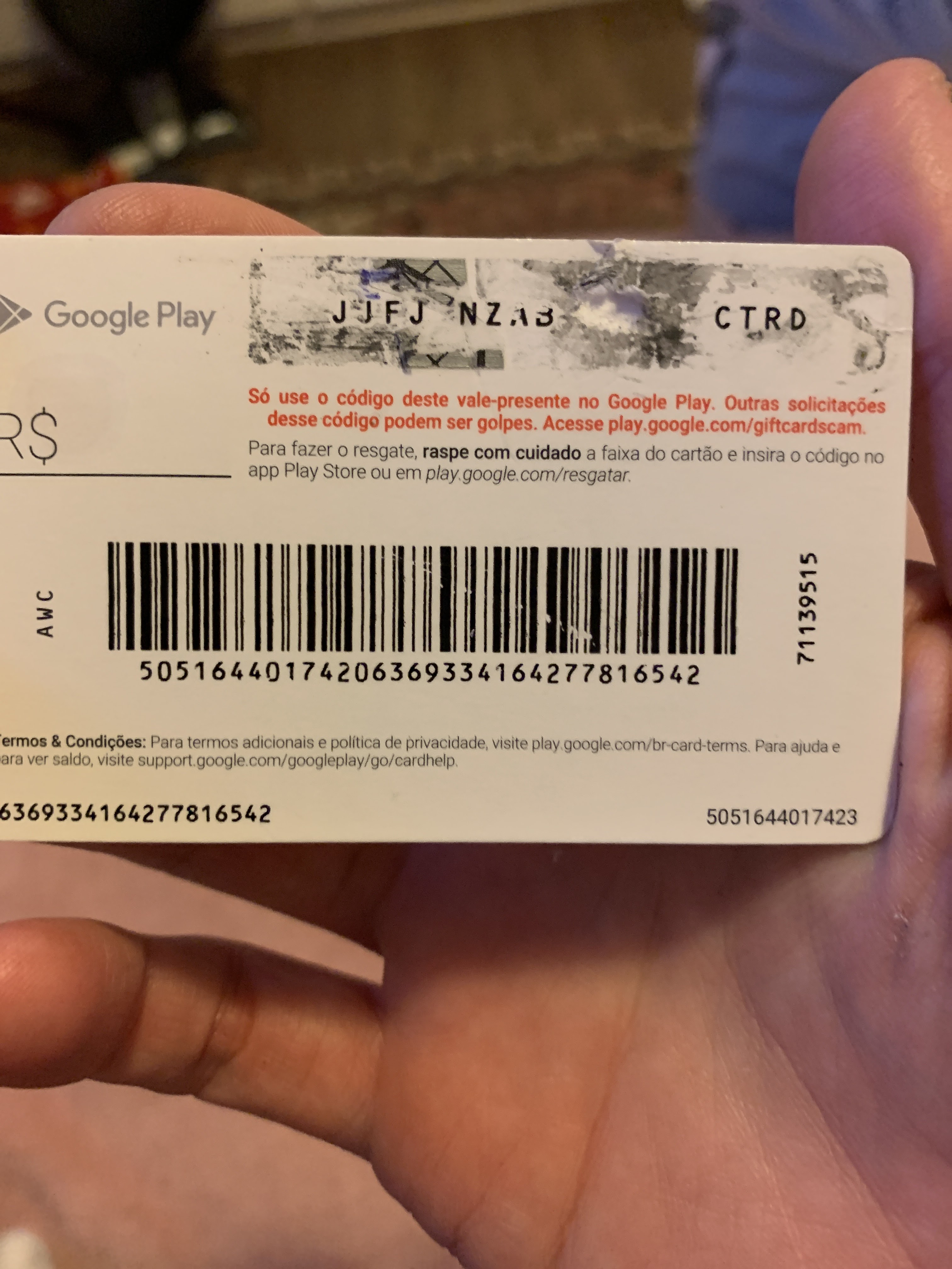 Resgatei um Gift Card na Play Store, e esperei para verificar a