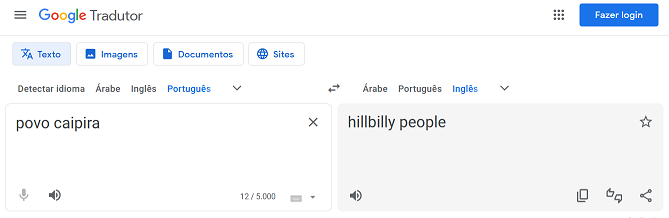 Tradução errada e racista do Google Tradutor (Caipira, Hillbilly