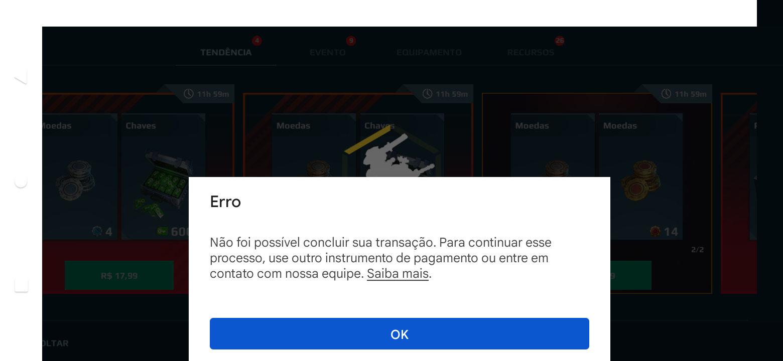 Não consigo comprar nada no war robots - Comunidade Google Play