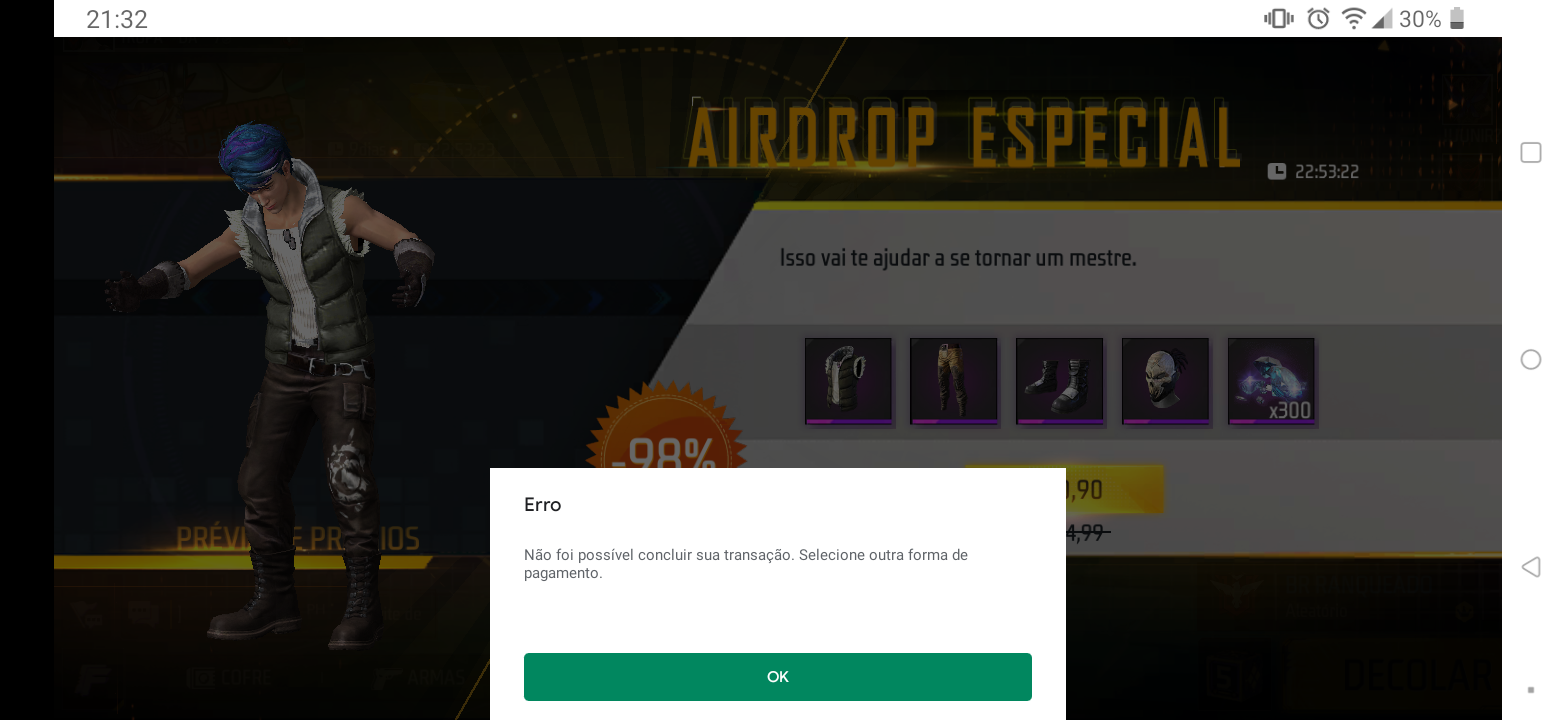 Erro na compra diamante no FF - Comunidade Google Play