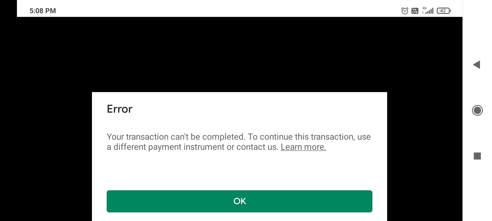 Transaction error - Google Play Community