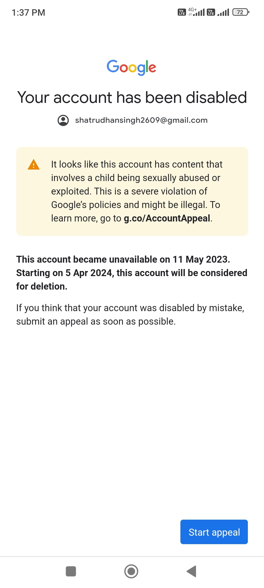 Can Google disable your account by mistake?