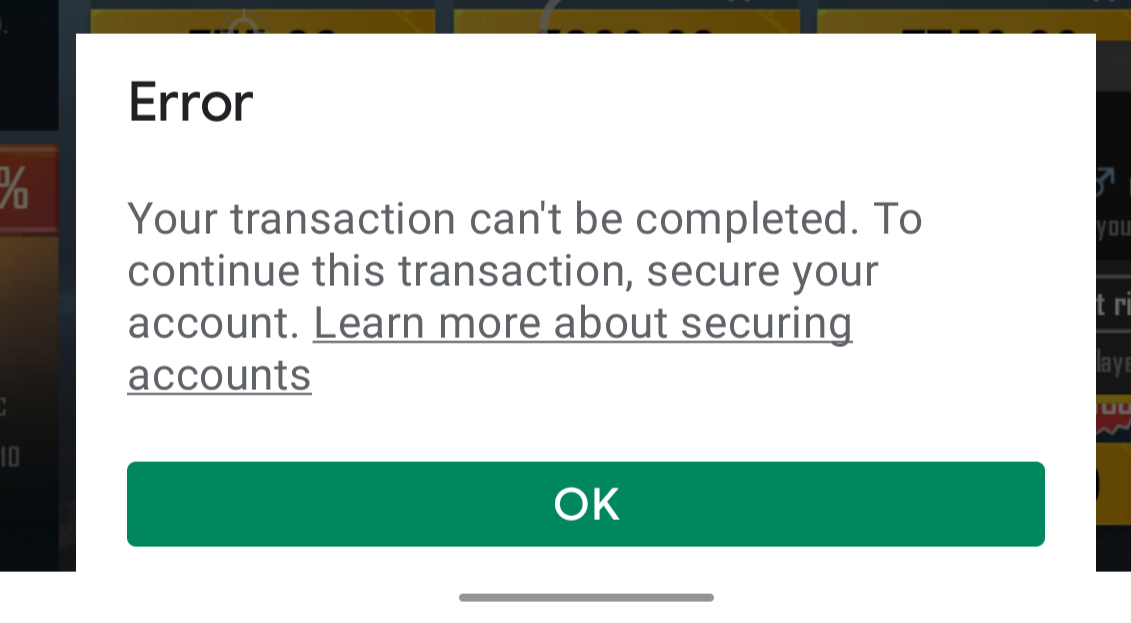 Transaction can't be complete - Google Play Community