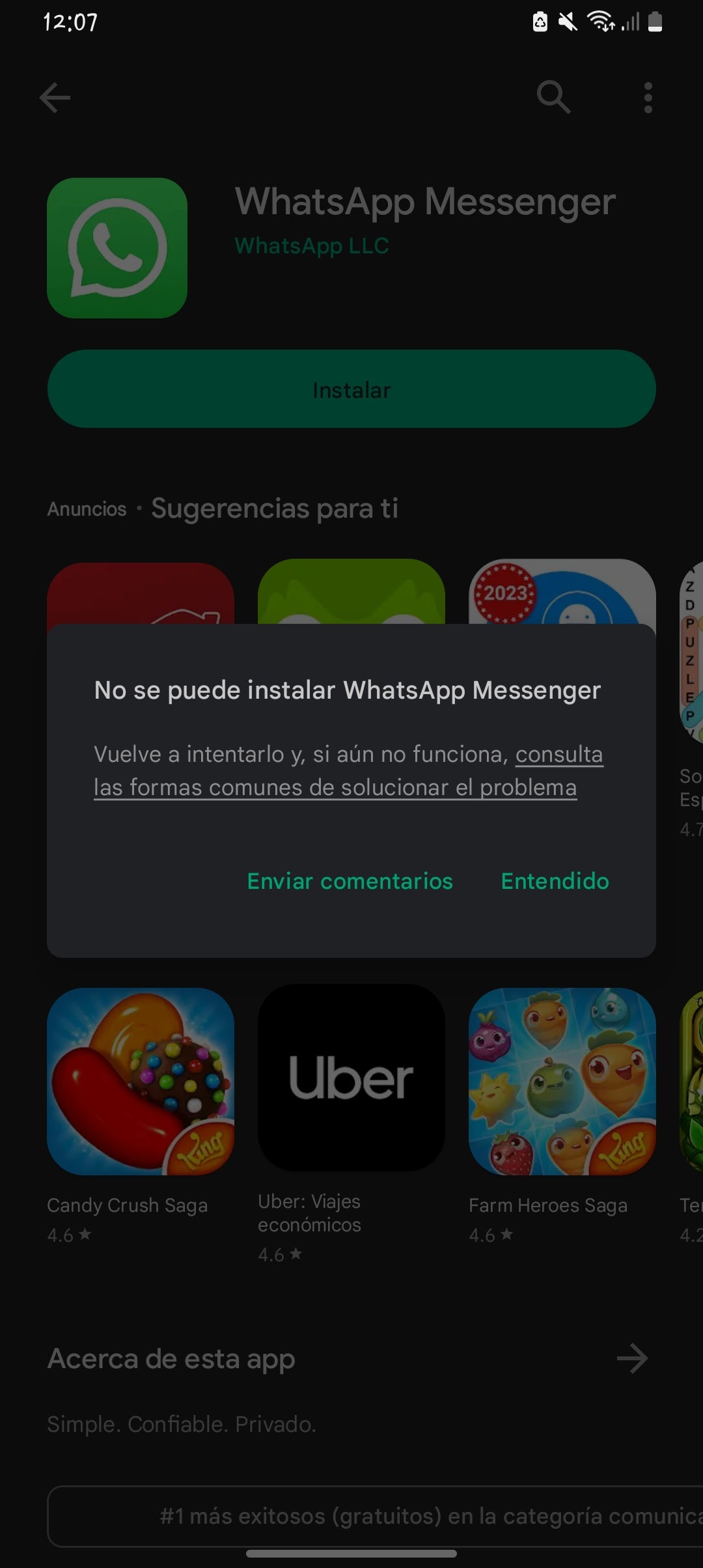 no puedo descargar whatsapp - Comunidad de Google Play