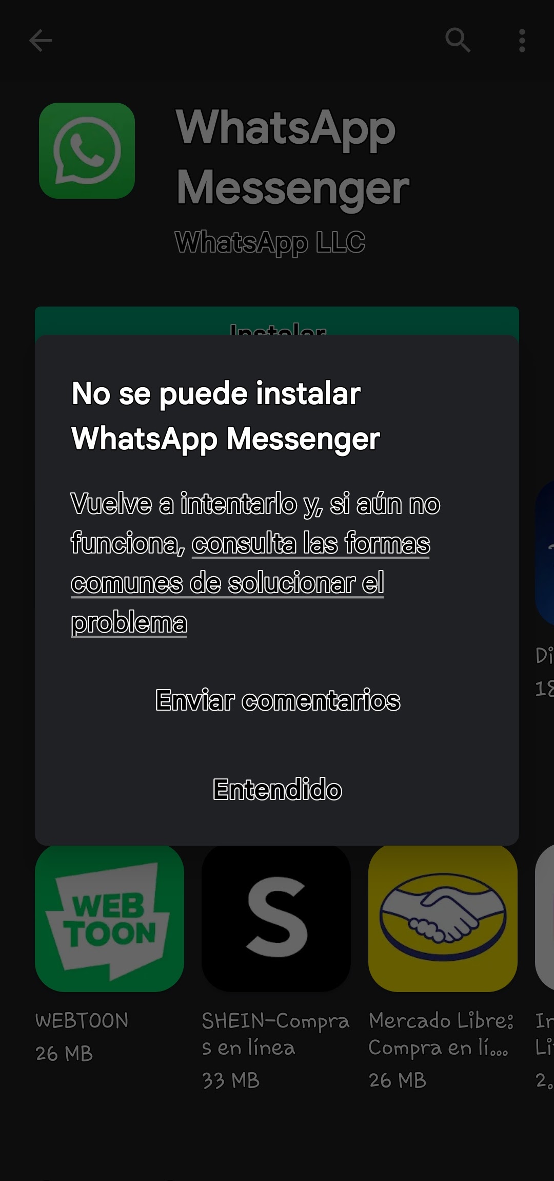 no puedo descargar whatsapp - Comunidad de Google Play