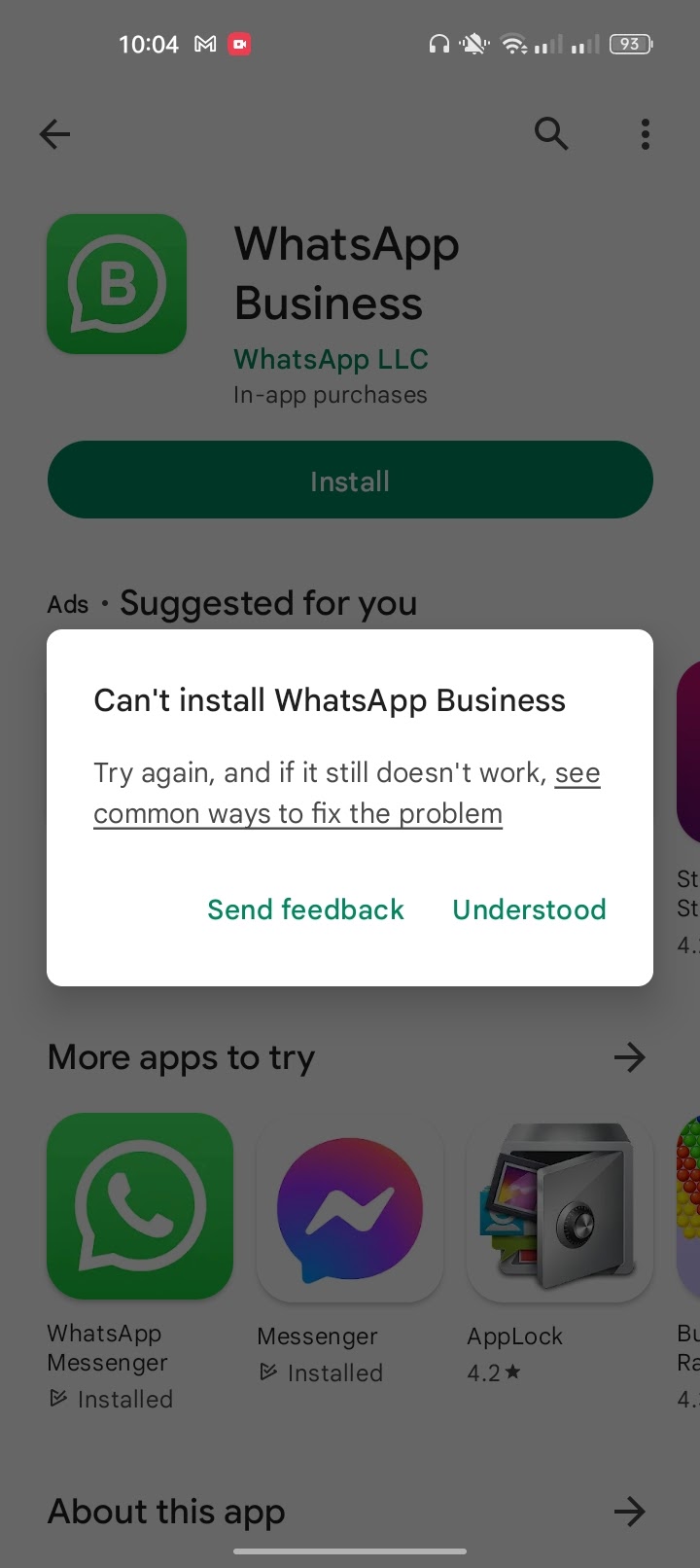 Plz play store st business WhatsApp download nu ho rhu - Google