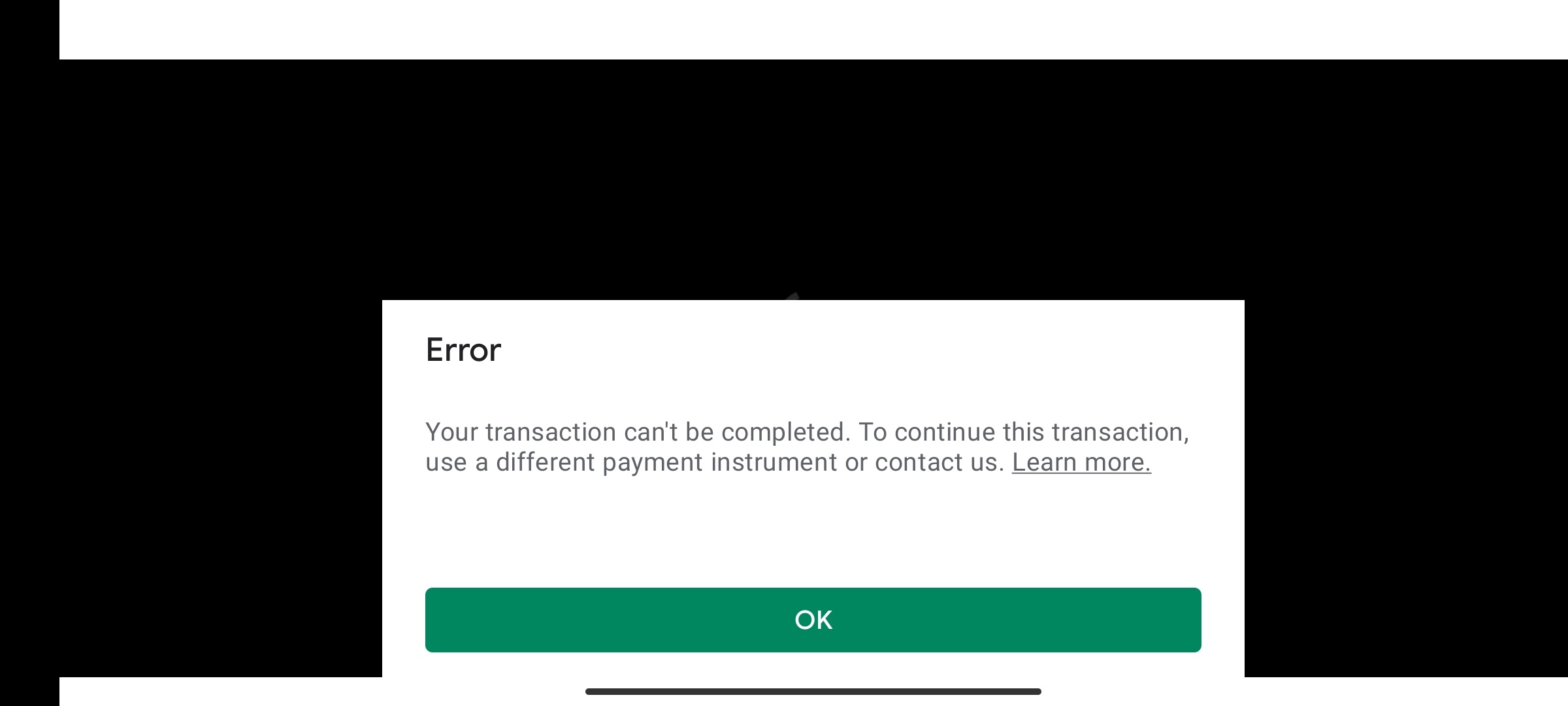 Transaction error - Google Play Community