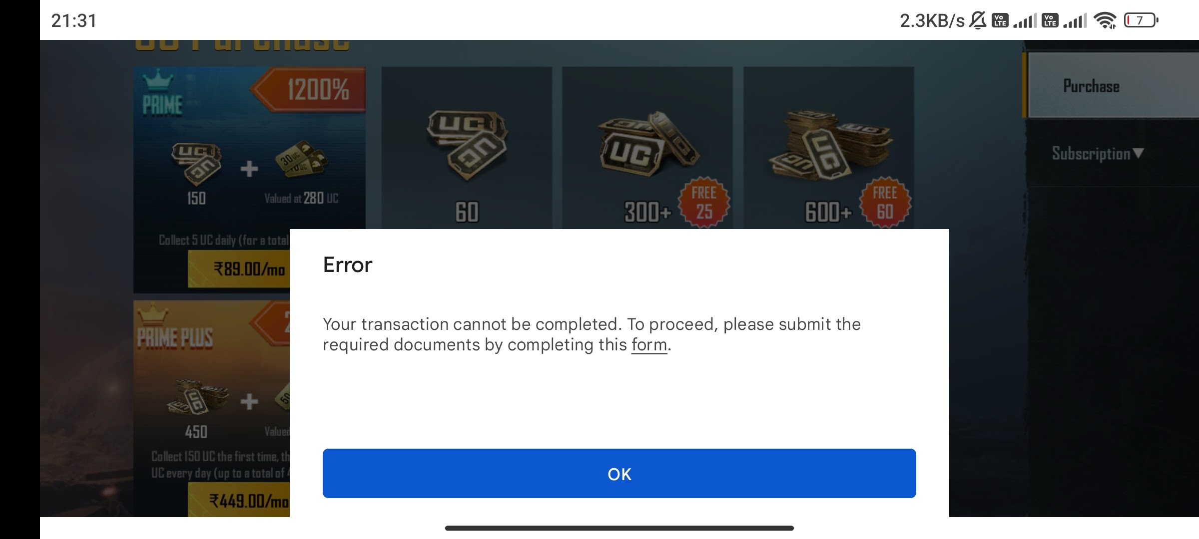 Transaction error - Google Play Community