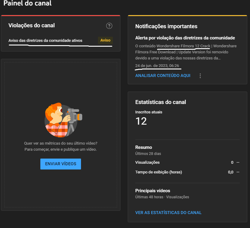 Fui hackeado e tive meu canal de 800 mil inscritos desativado