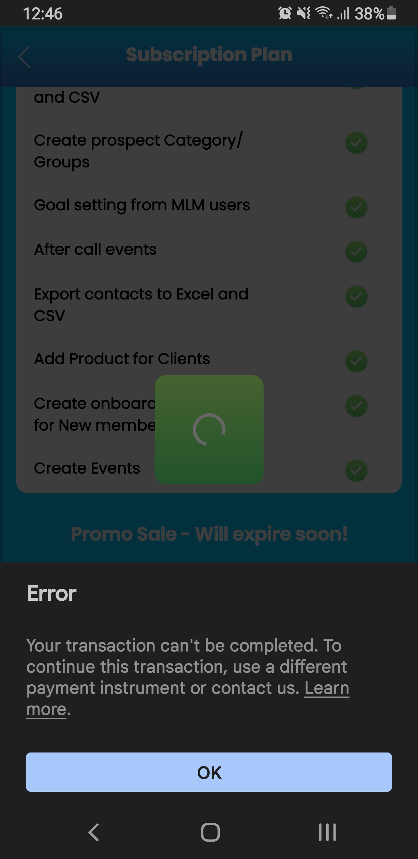 Transaction error - Google Play Community