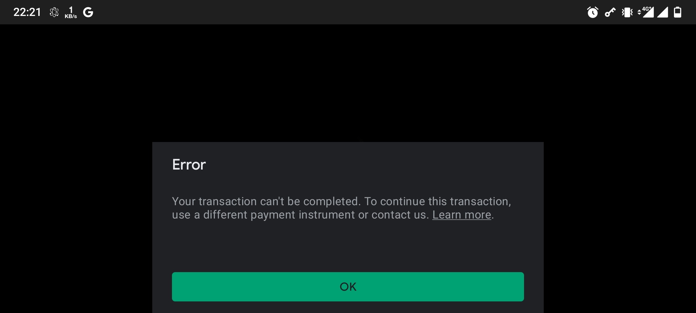 Transaction can't be complete - Google Play Community