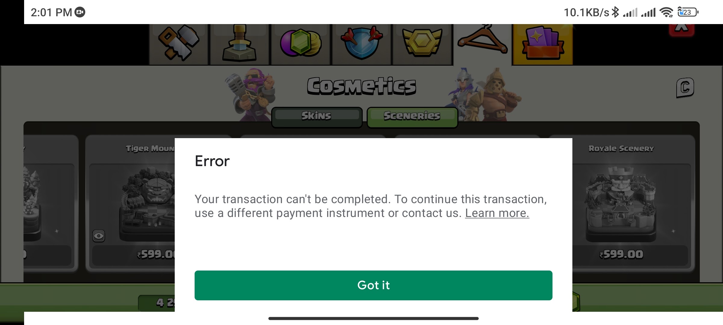 Transaction can't be complete - Google Play Community