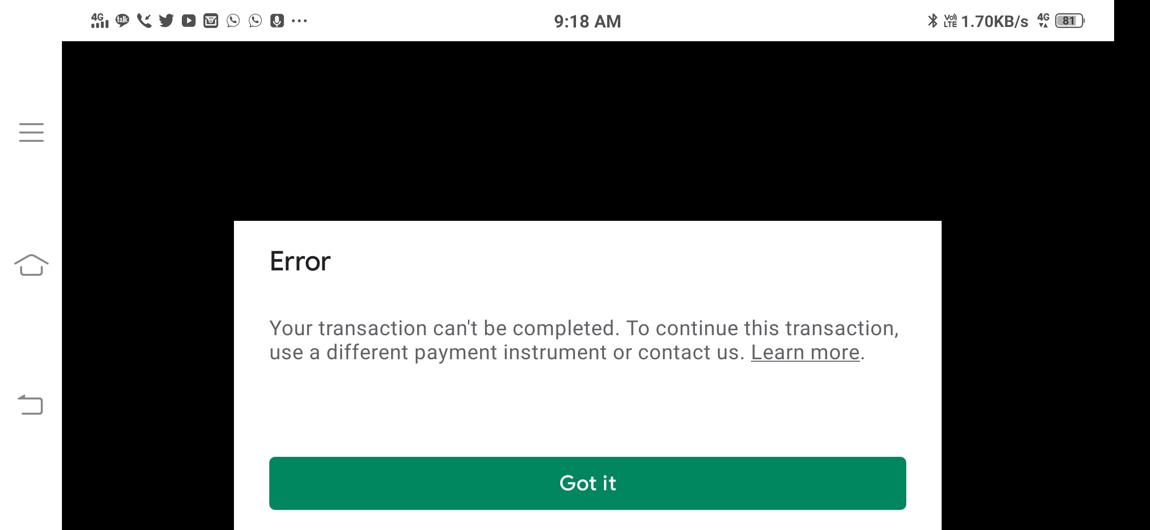 Free fire top up err transaction cannot completed - Google Play Community