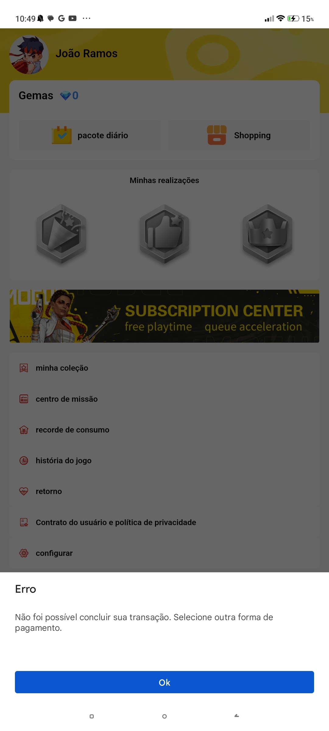 Não estou conseguindo fazer compras no jogo - Comunidade Google Play