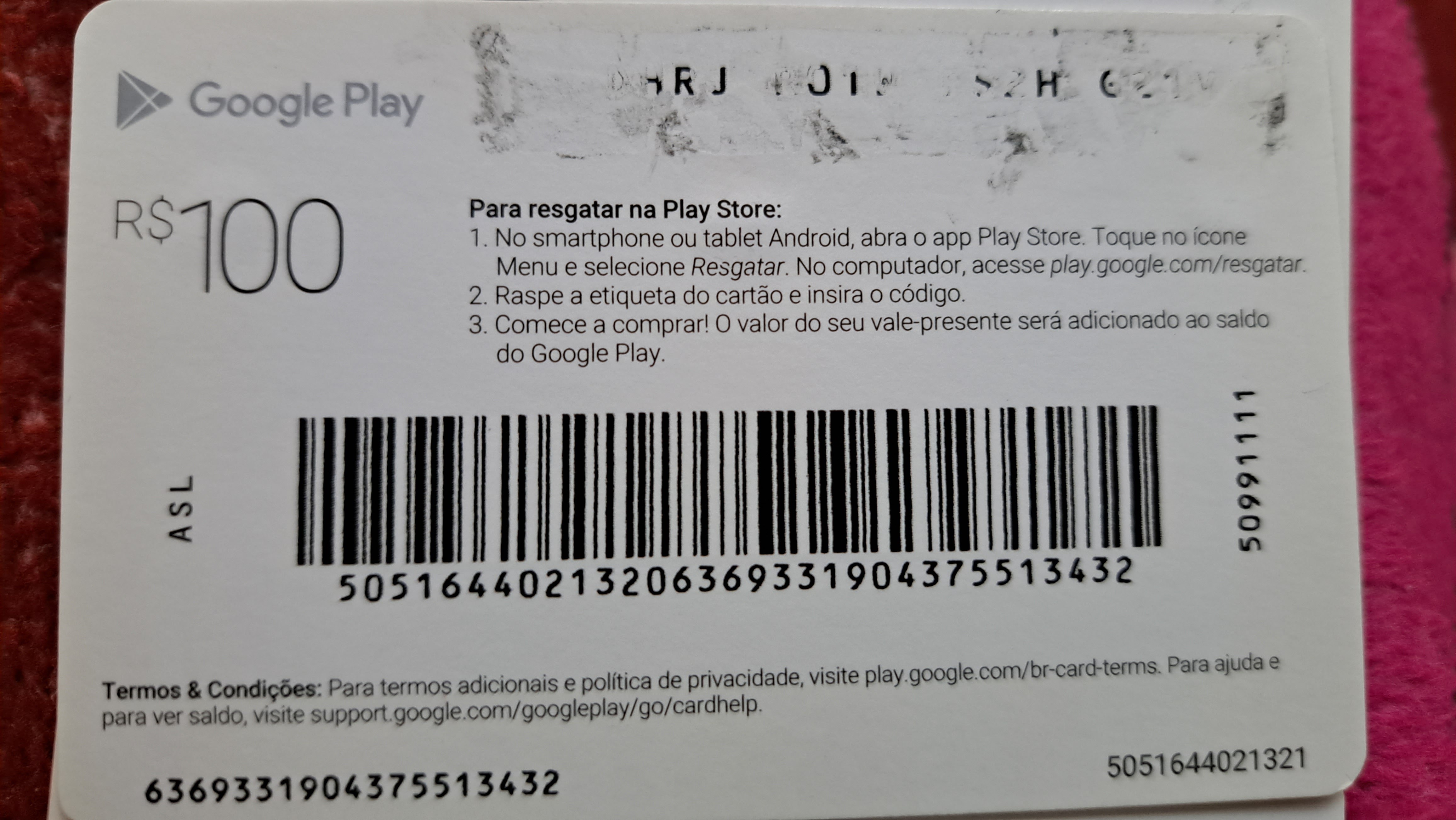 Não consigo ler o código do vale presente. - Comunidade Google Play