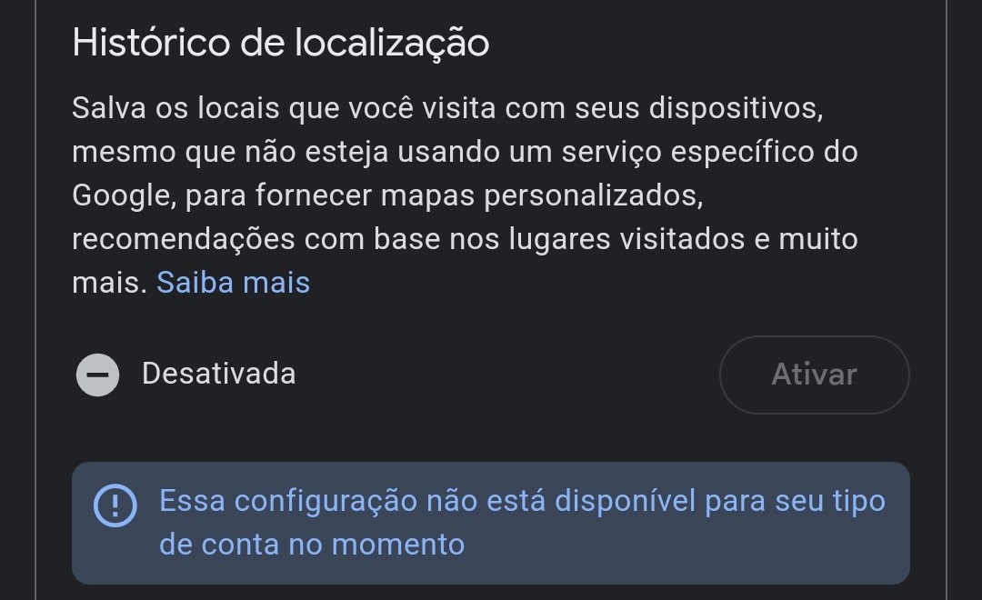 Não consigo ativar o histórico de navegação para ter acesso à linha do  tempo - Comunidade Google Maps