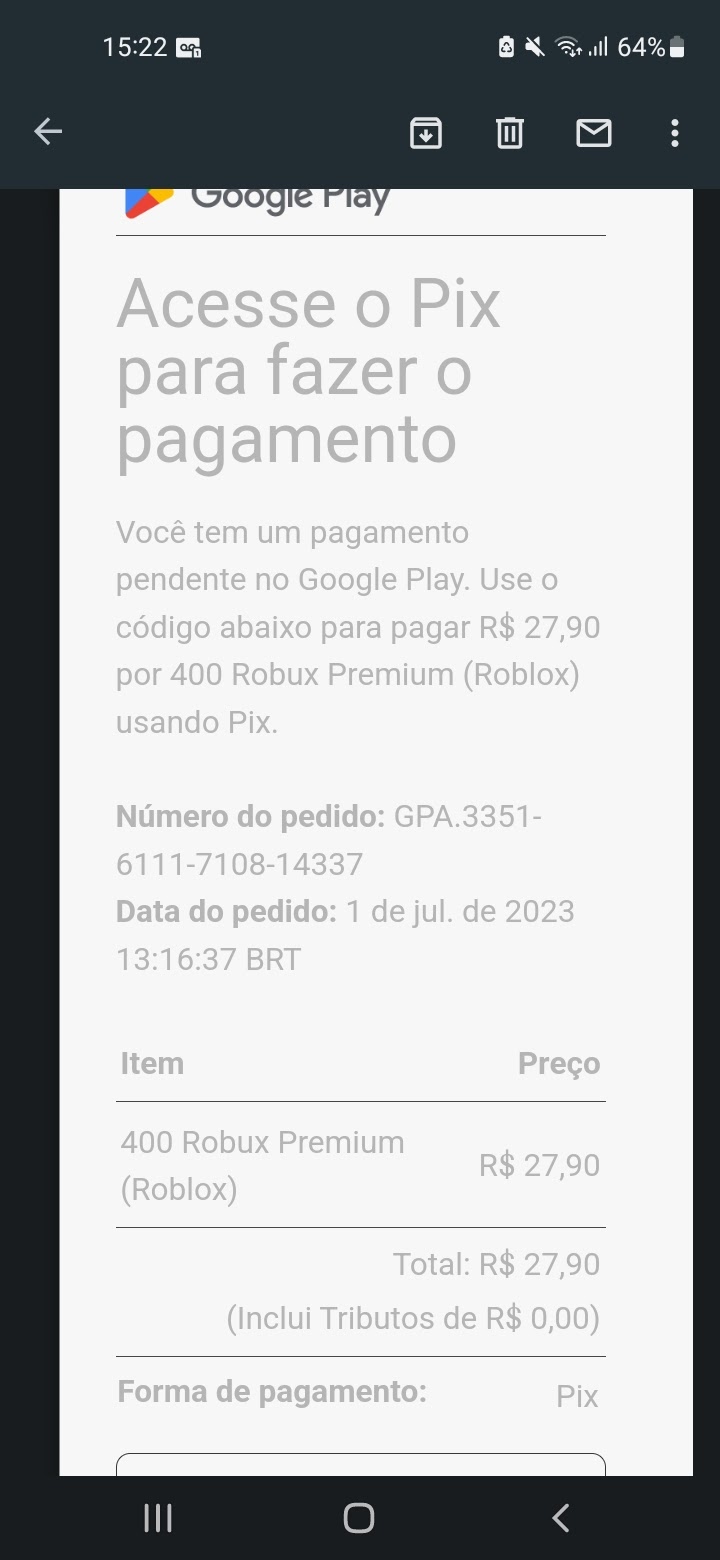 roblox robux pendente