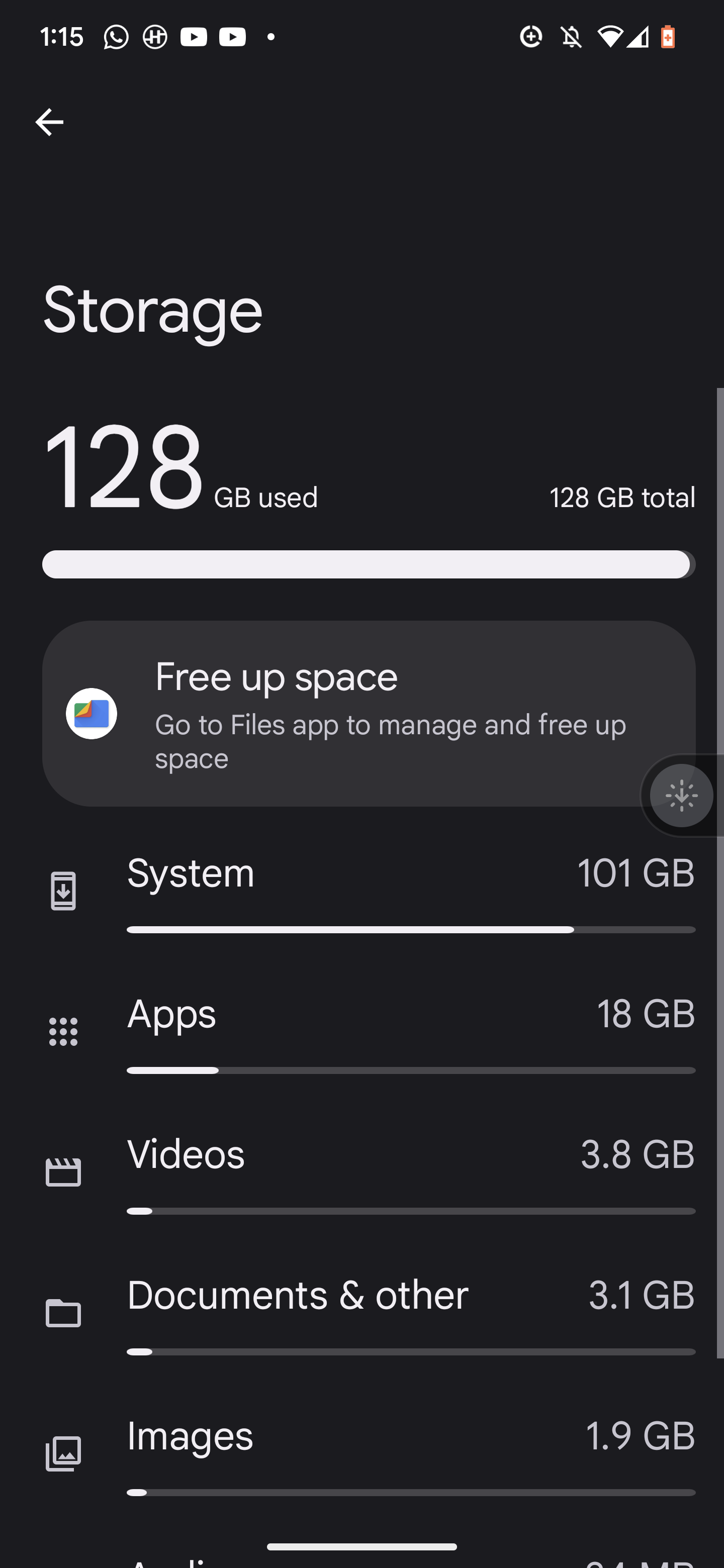 Im using google pixel 6 pro and have 128gb and system takes more