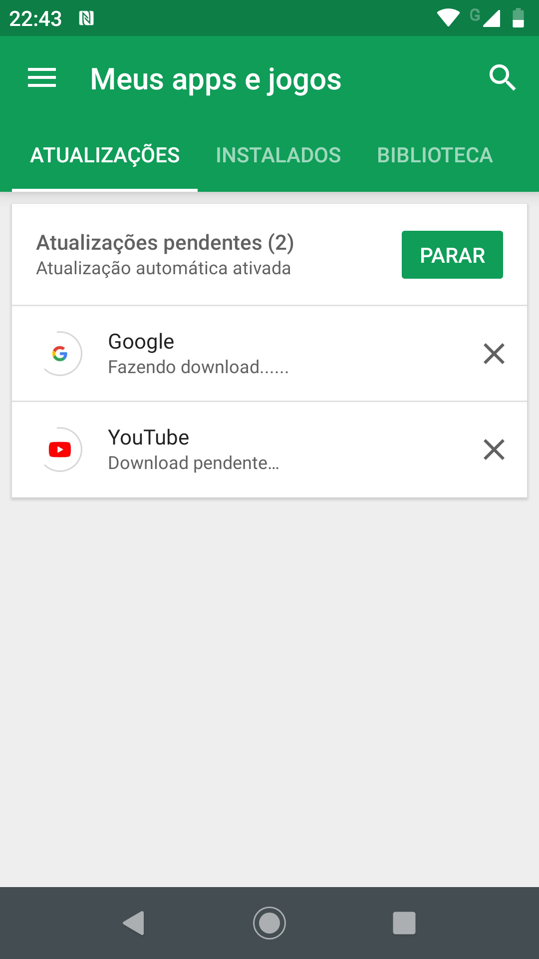 Play Store não está fazendo as atualizações e nem estou