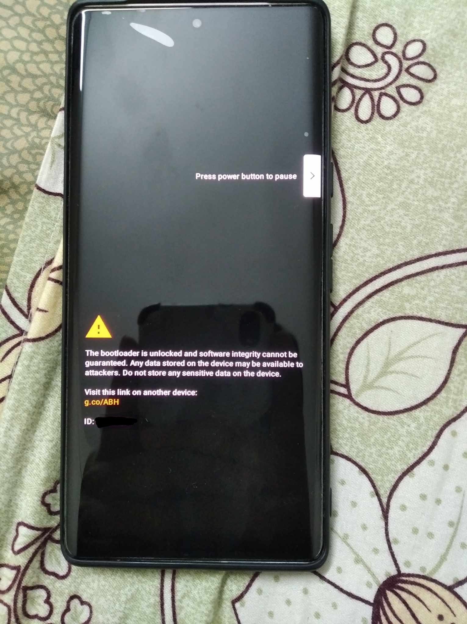 A bootloader unlocked warning is showing every time I restart my pixel 6  pro. - Google Pixel Community