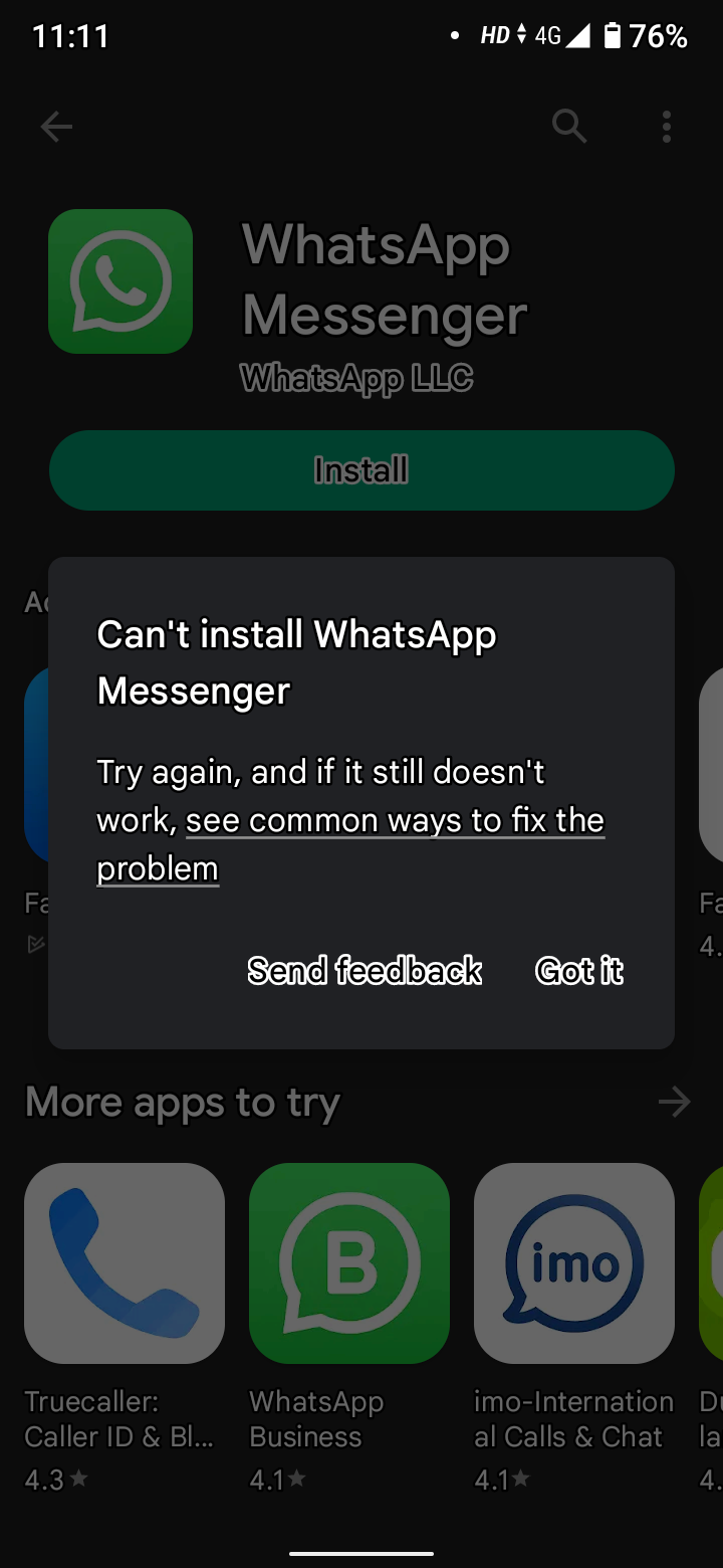 App not installed