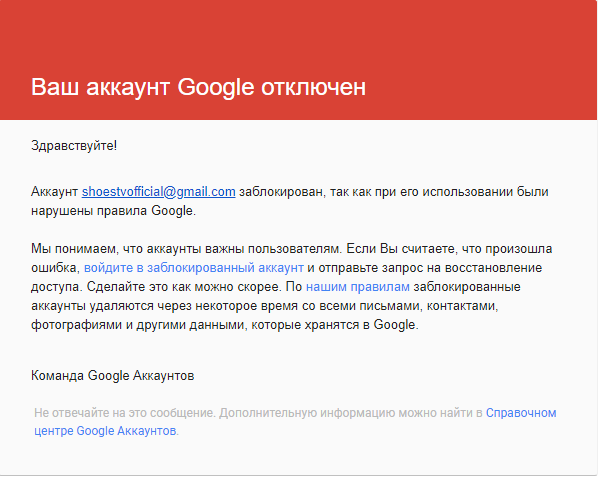 Google аккаунты отключили