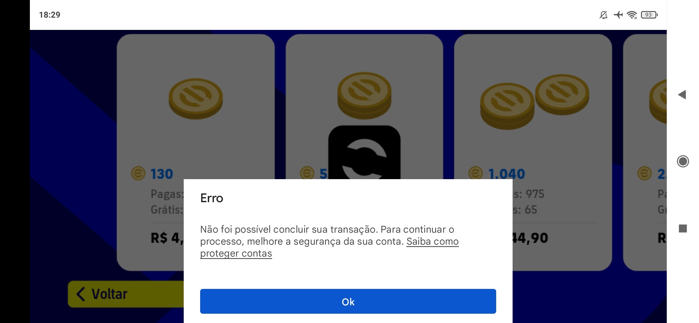 Porque eu não consigo comprar moedas em jogo - Comunidade Google Play