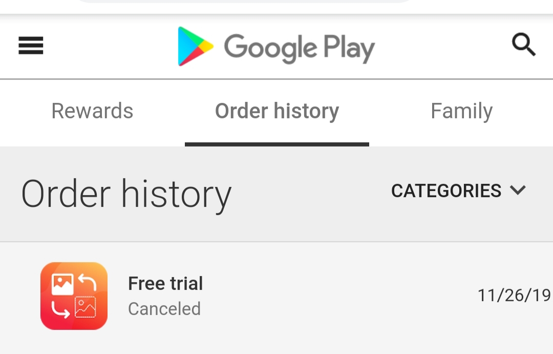 clear order history google play