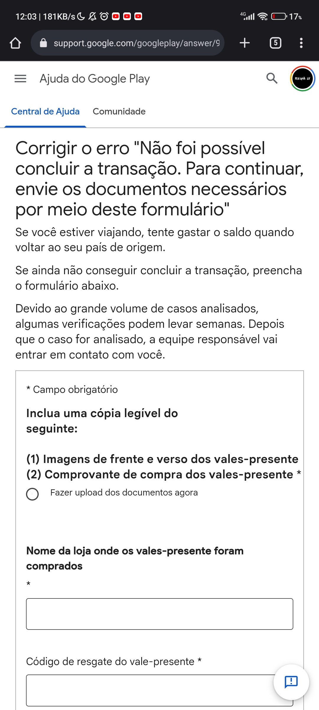 Tô tendo problema ao fazer compras no jogos - Comunidade Google Play