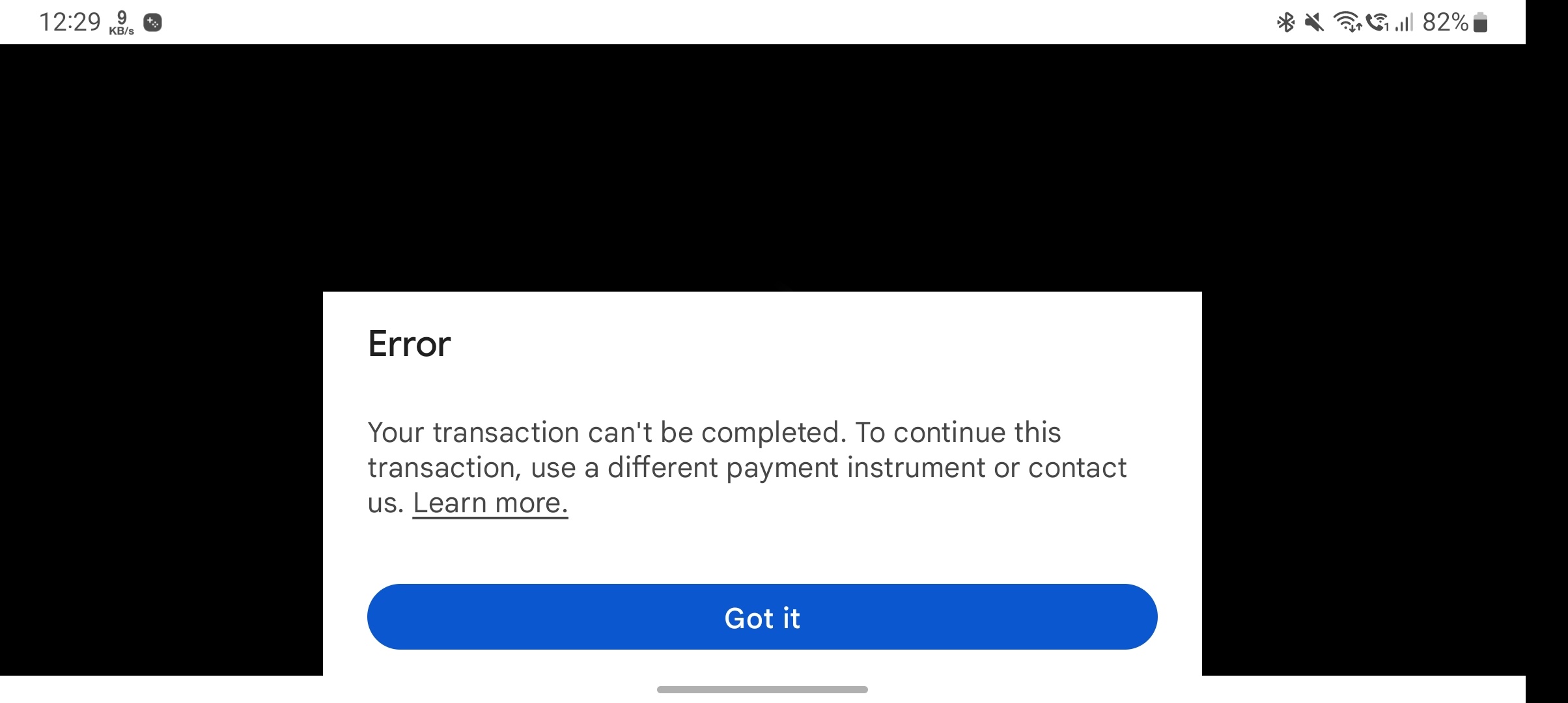 Transaction error - Google Play Community