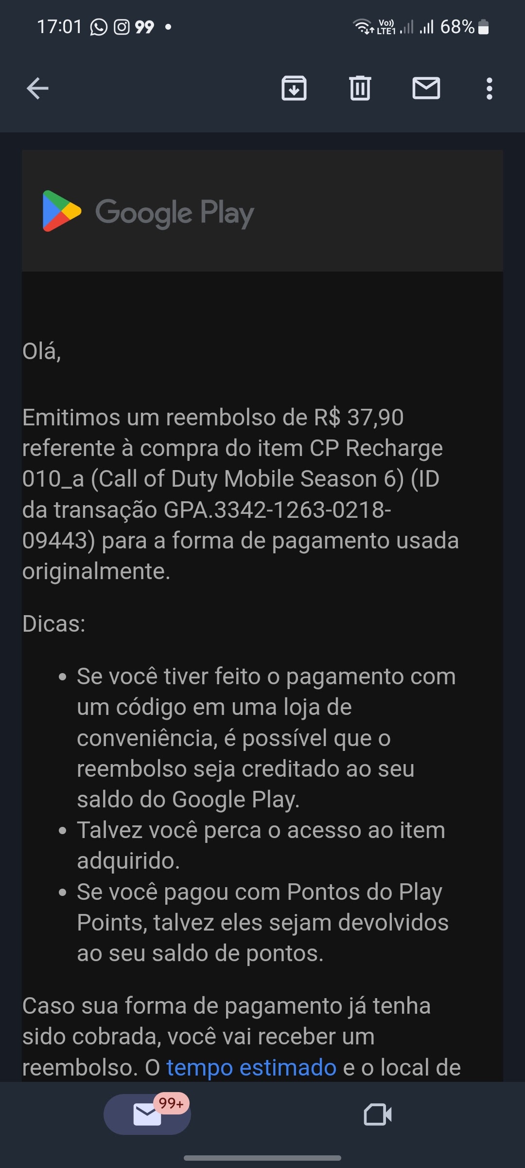 Como solicitar um reembolso no Google Play