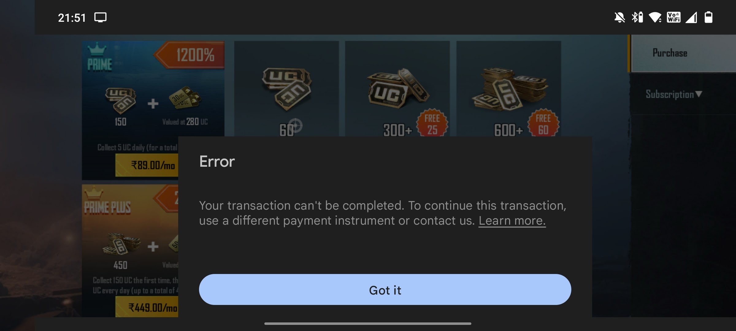 Free fire top up err transaction cannot completed - Google Play Community