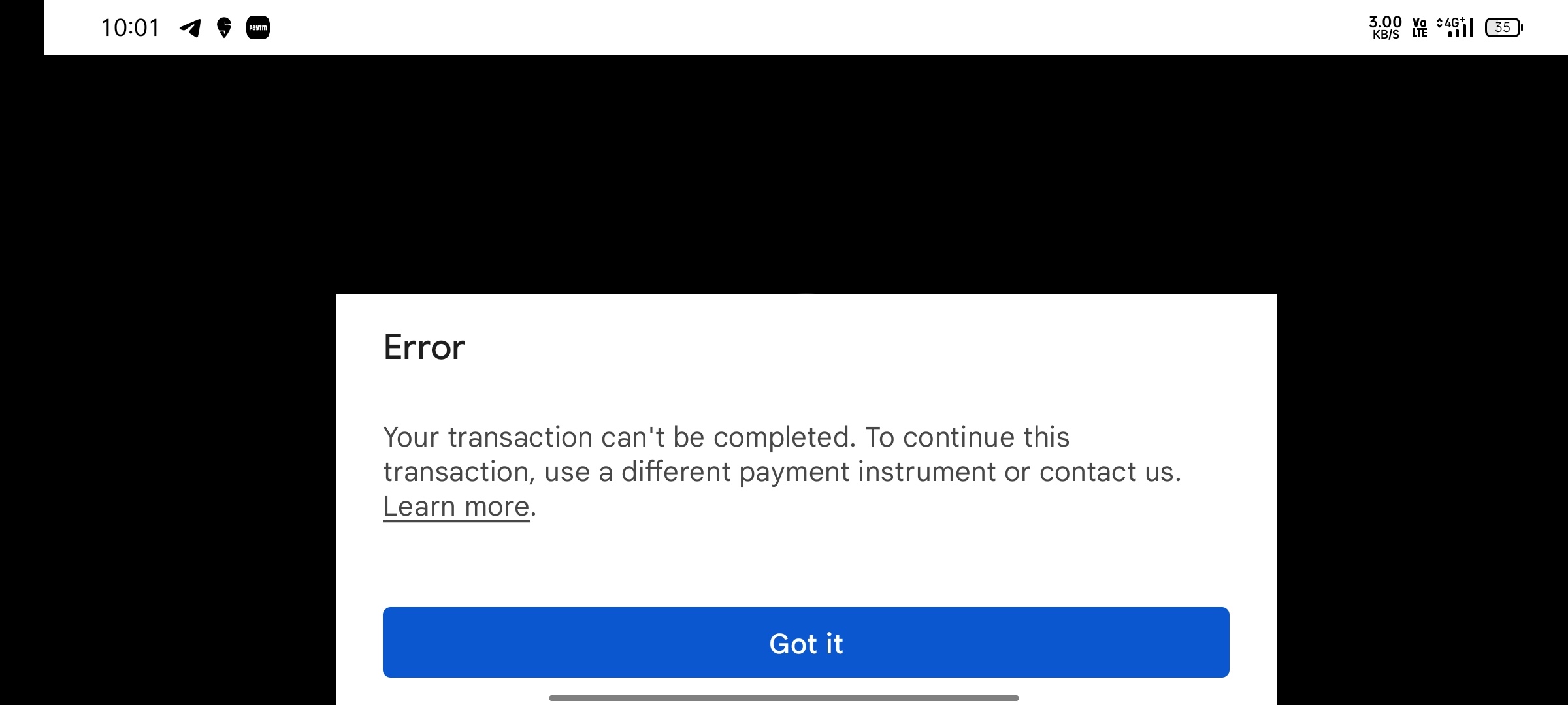 Transaction error - Google Play Community