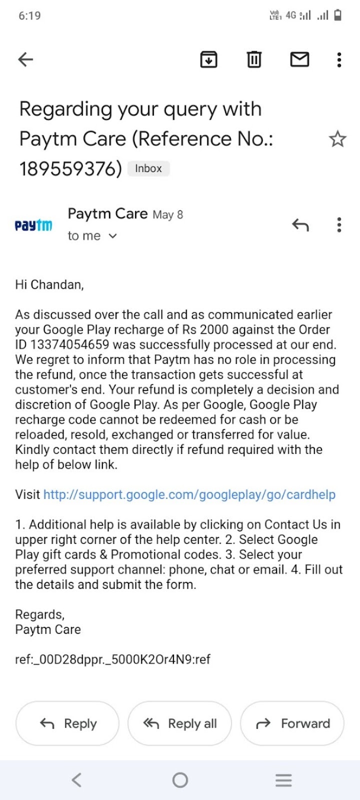 Non-refundable payment - Google Play Community