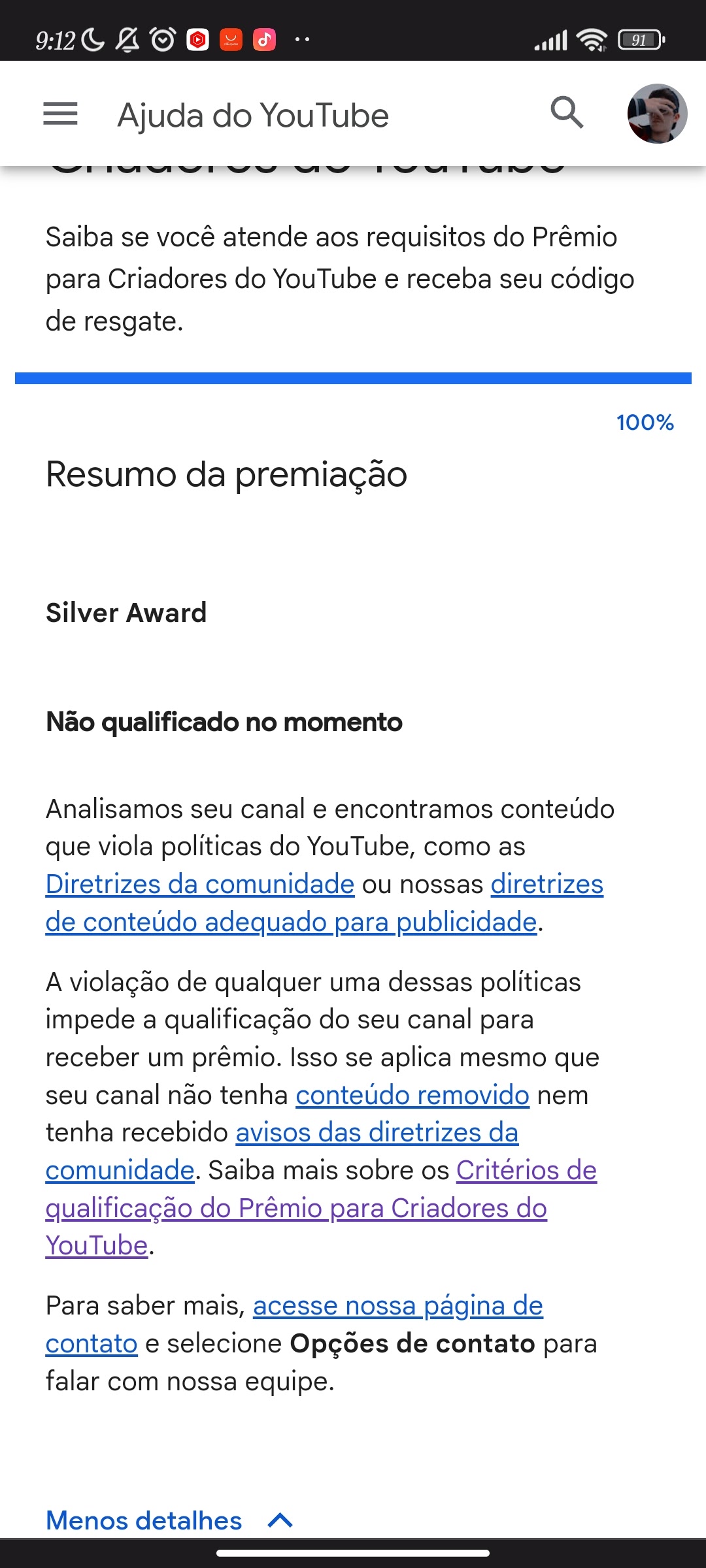 Meu canal já alcançou 100 Mil inscritos mas não consigo colocar verificado  - Comunidade