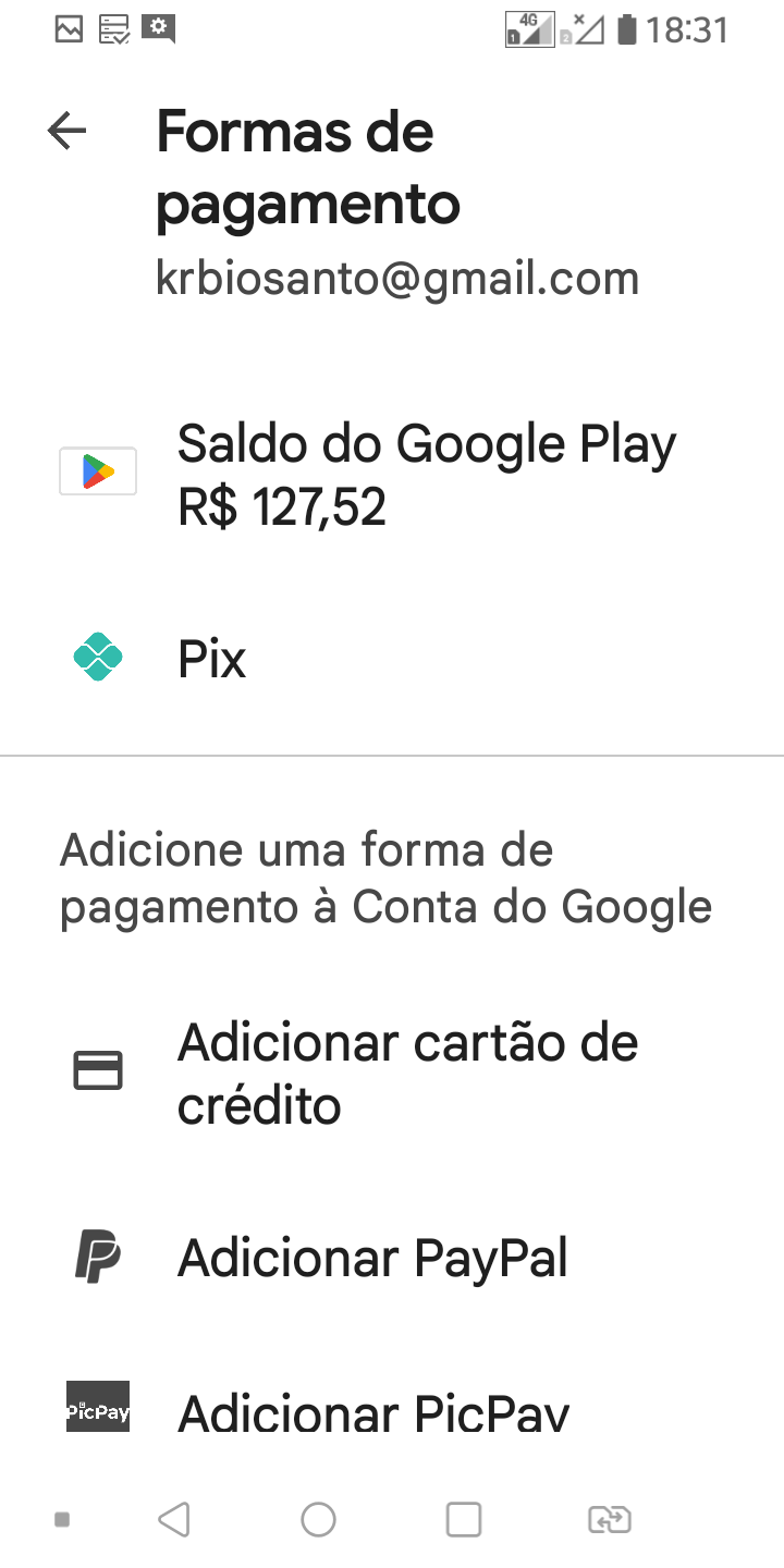 Google Play aceita outras formas de pagamento além do cartão de crédito