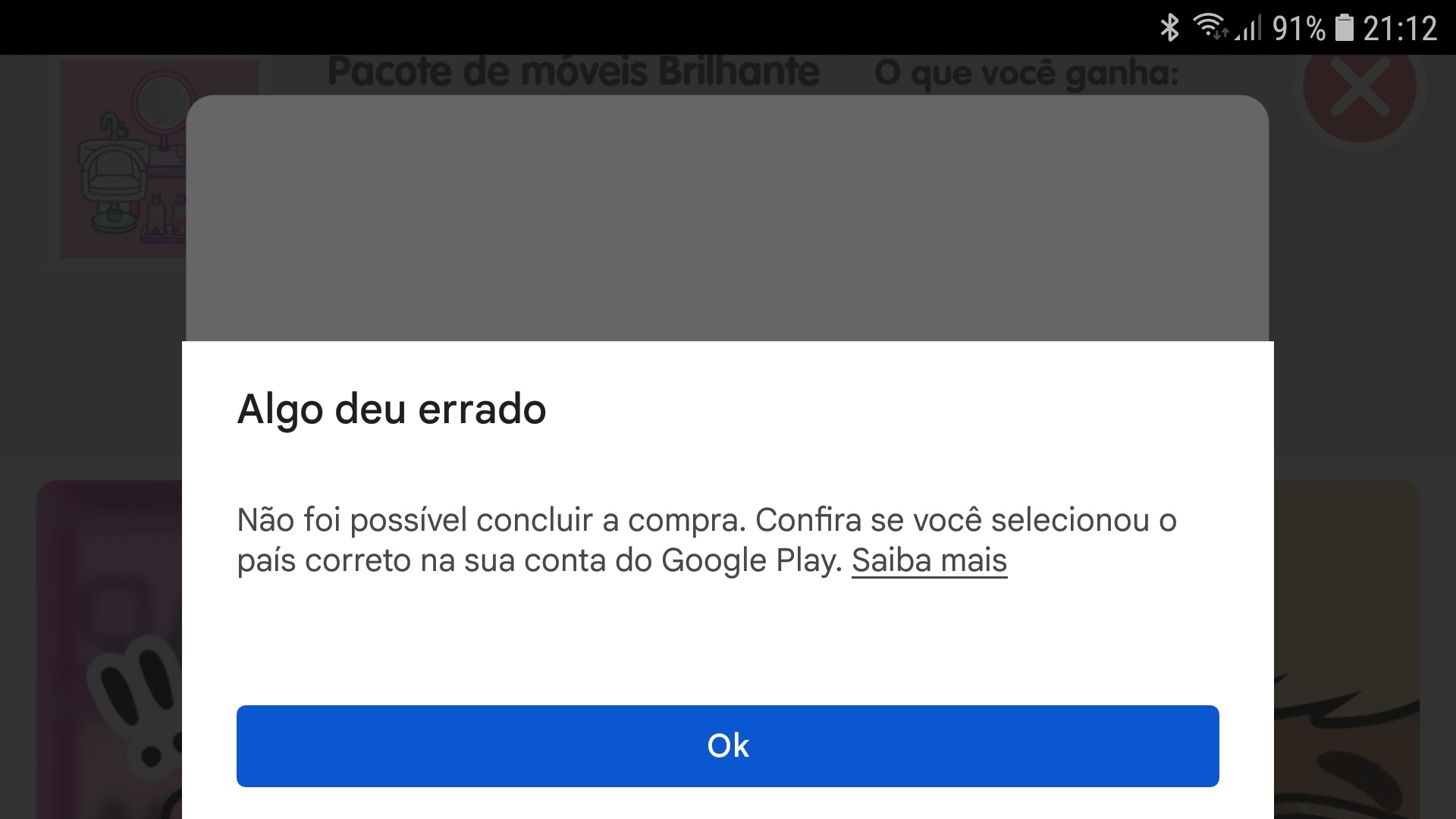 Erro ao comprar jogo no play store. Pedindo para confirmar o país